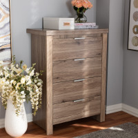Baxton Studio MH4072-Oak-Chest Laverne Modern and Contemporary Oak Brown Finished 4-Drawer Chest
